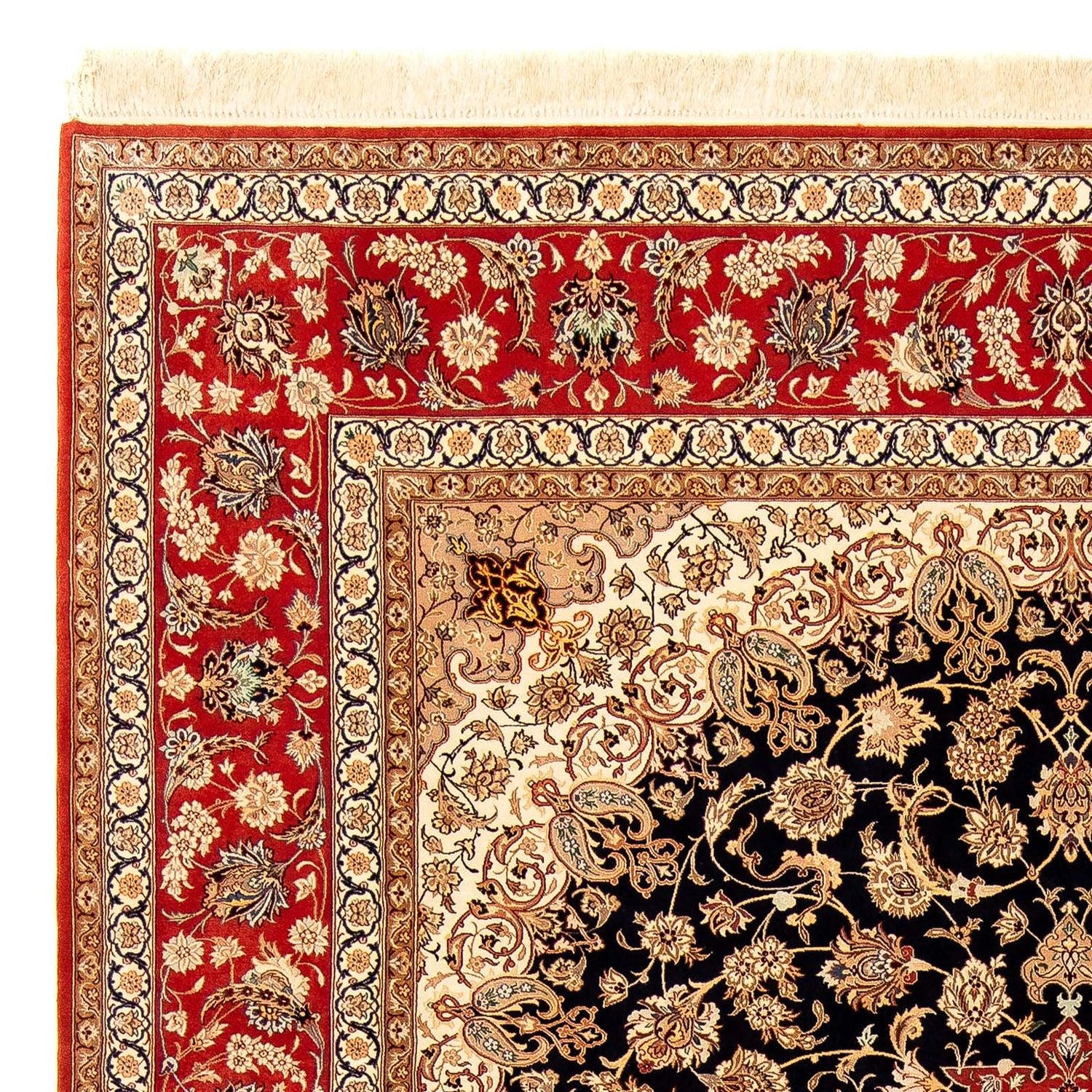 Persisk tæppe - Isfahan - Premium - 344 x 255 cm - mørkerød