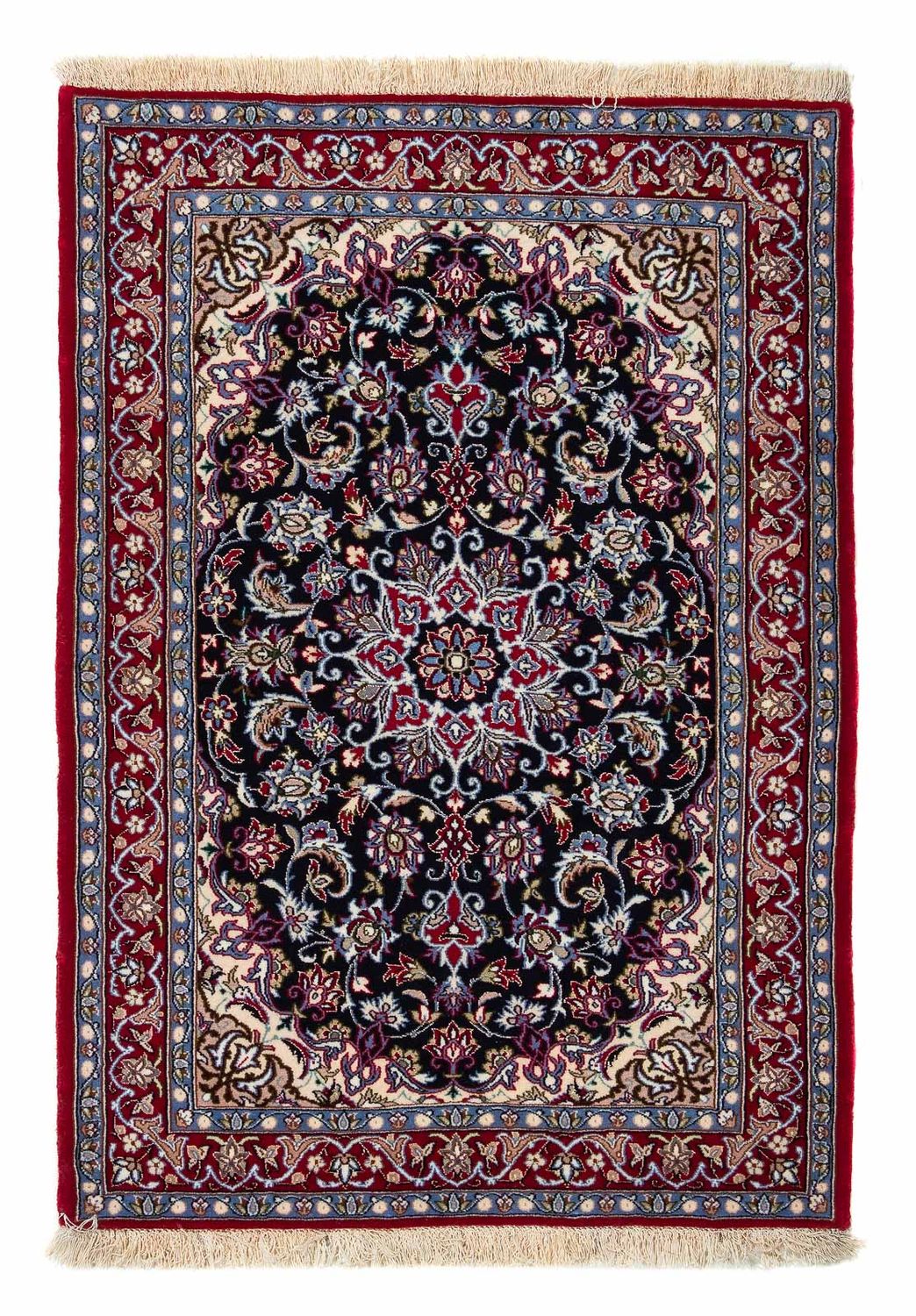 Persisk tæppe - Isfahan - Premium - 104 x 71 cm - mørkerød