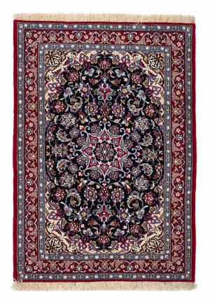 Persisk tæppe - Isfahan - Premium - 104 x 71 cm - mørkerød