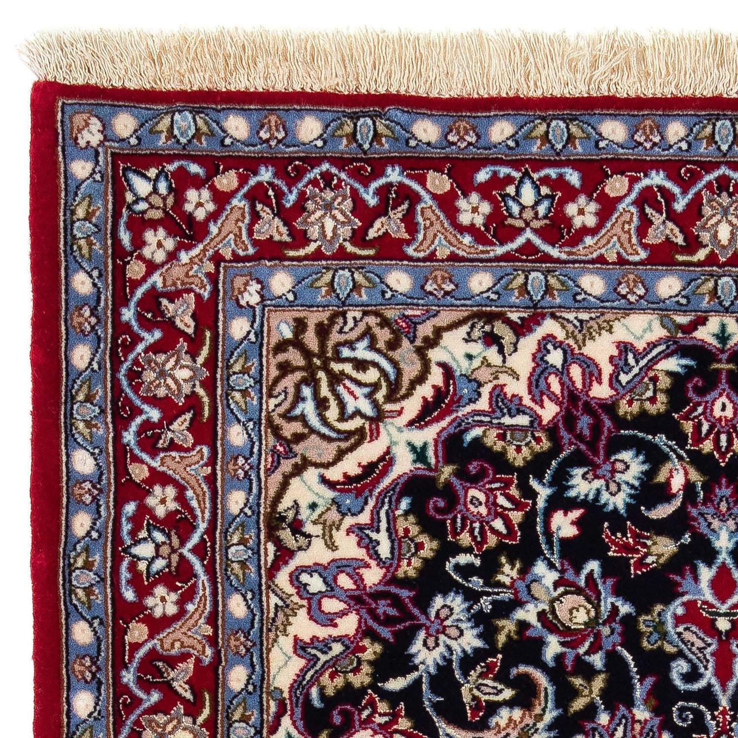 Persisk tæppe - Isfahan - Premium - 104 x 71 cm - mørkerød