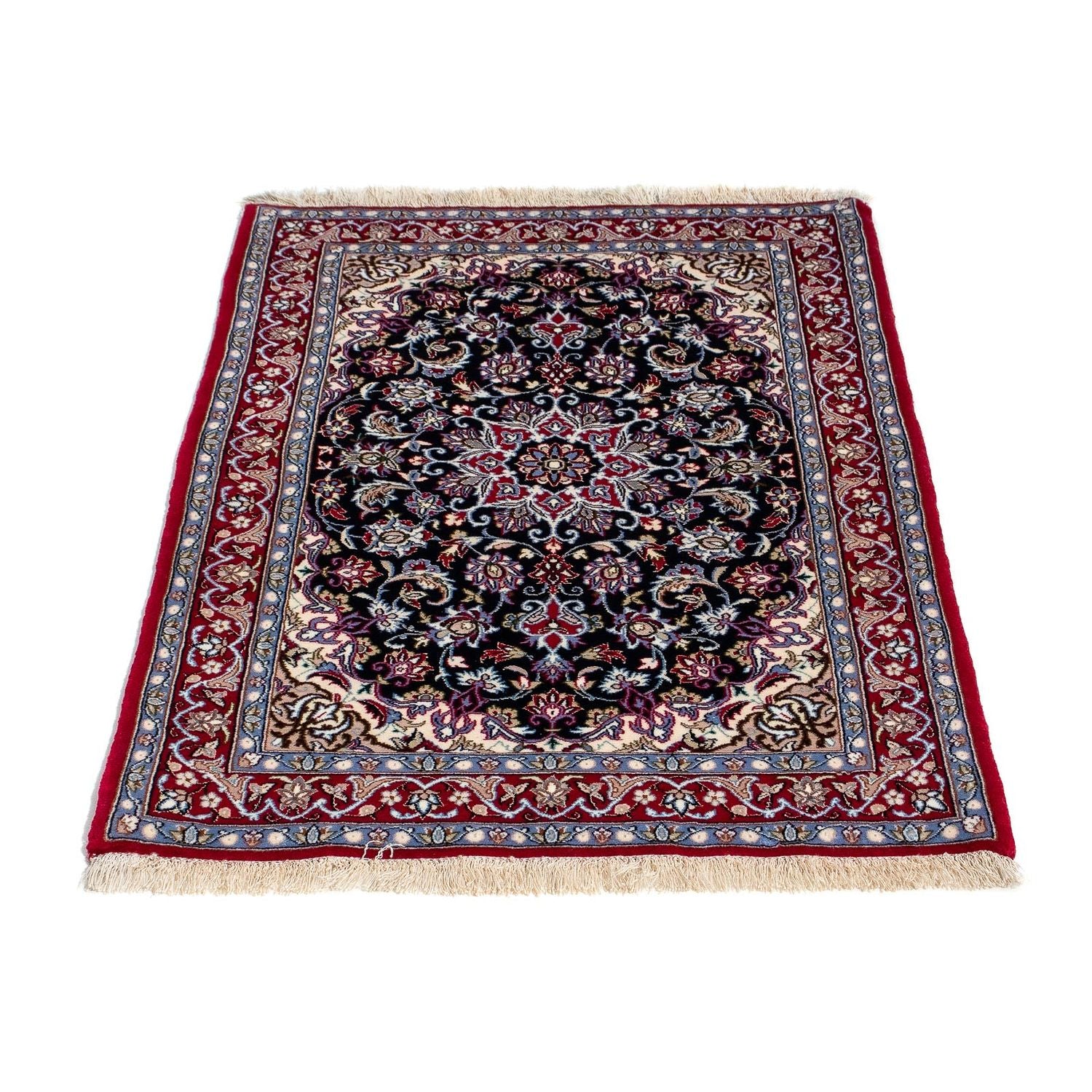 Persisk tæppe - Isfahan - Premium - 104 x 71 cm - mørkerød