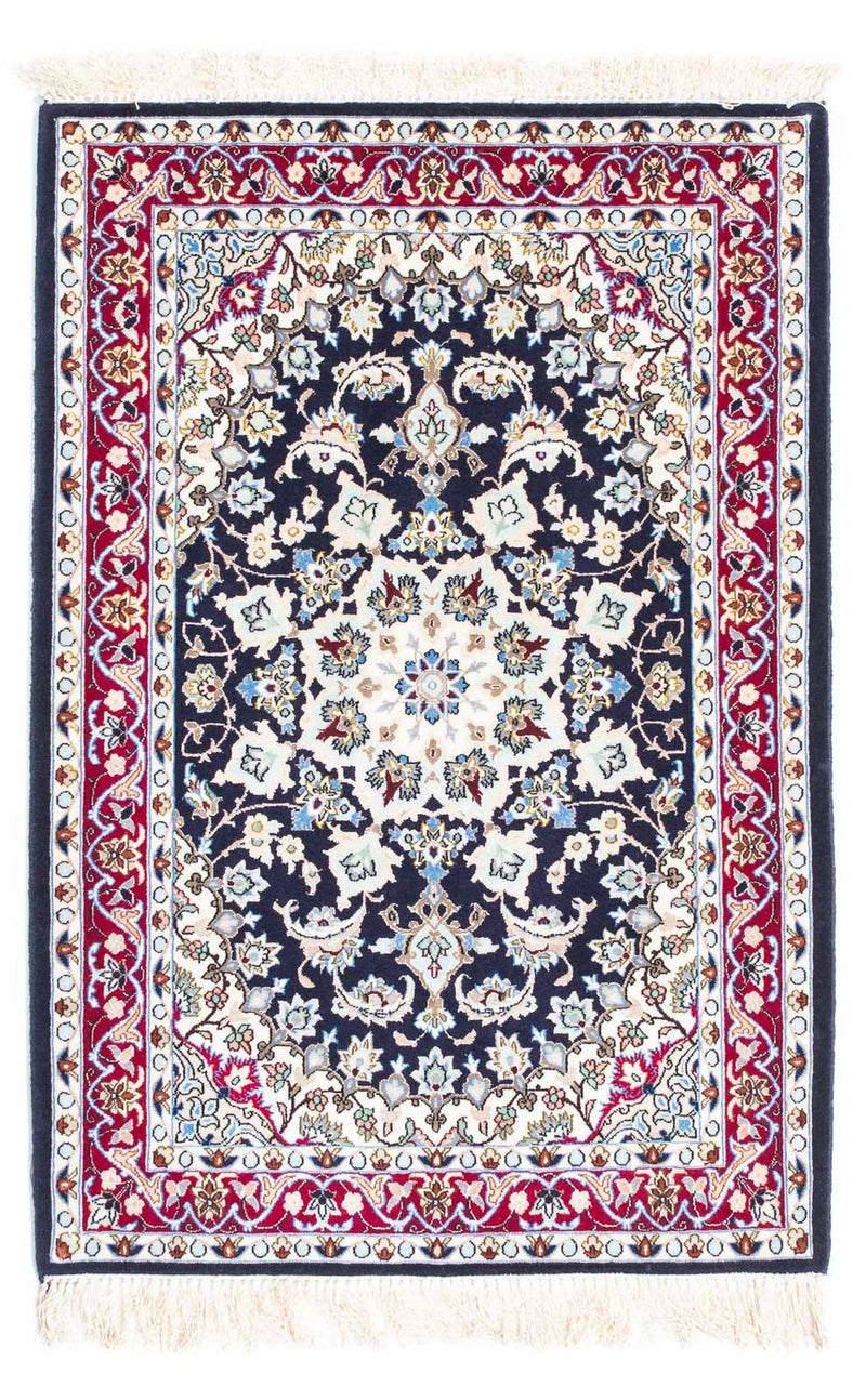 Persisk tæppe - Isfahan - Premium - 104 x 72 cm - mørkeblå