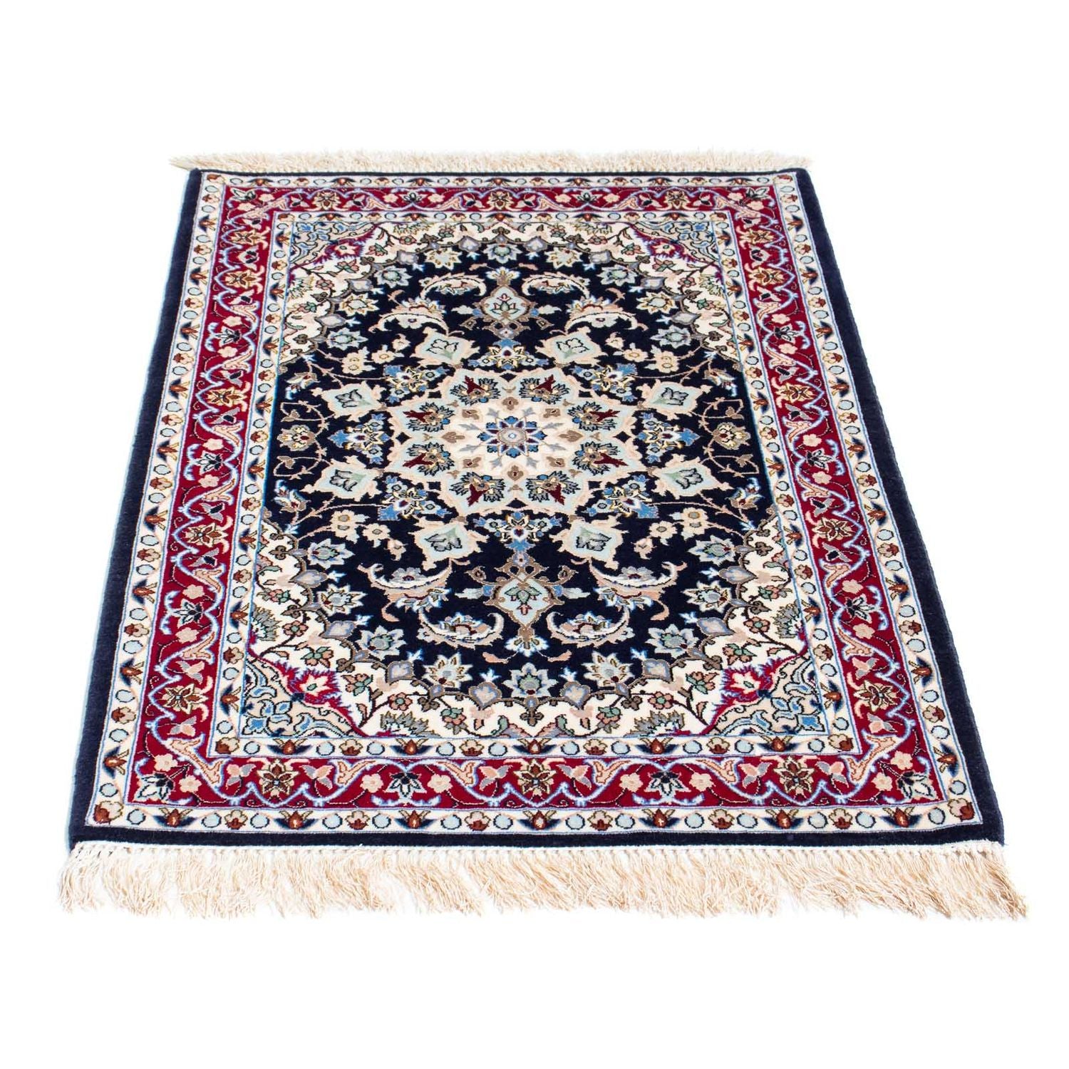 Persisk tæppe - Isfahan - Premium - 104 x 72 cm - mørkeblå