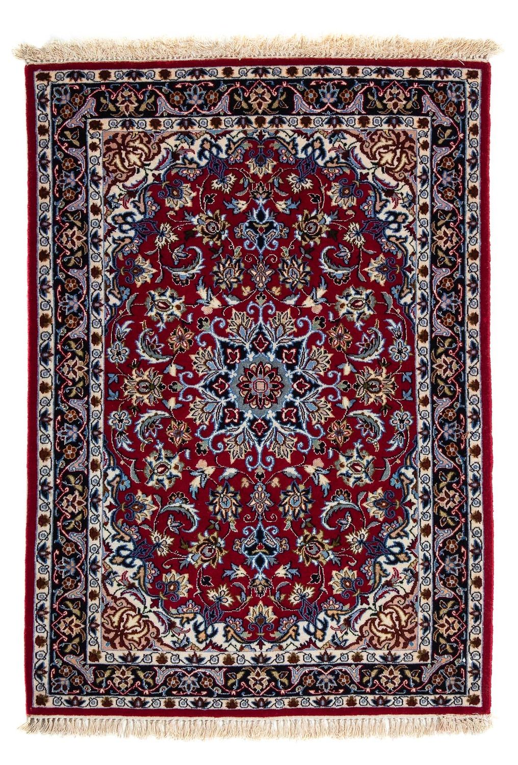Persisk tæppe - Isfahan - Premium - 101 x 71 cm - mørkerød