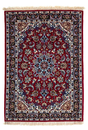 Persisk tæppe - Isfahan - Premium - 101 x 71 cm - mørkerød