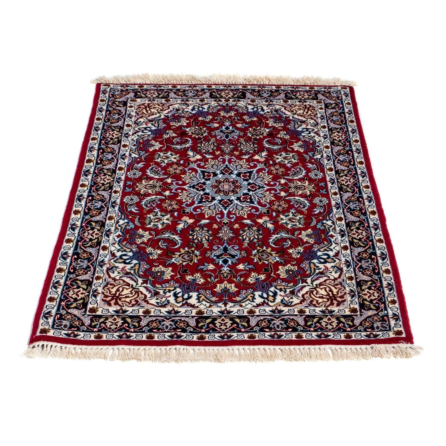 Persisk tæppe - Isfahan - Premium - 101 x 71 cm - mørkerød