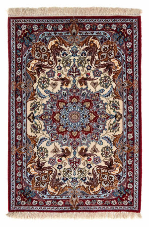 Persisk tæppe - Isfahan - Premium - 100 x 73 cm - mørkerød