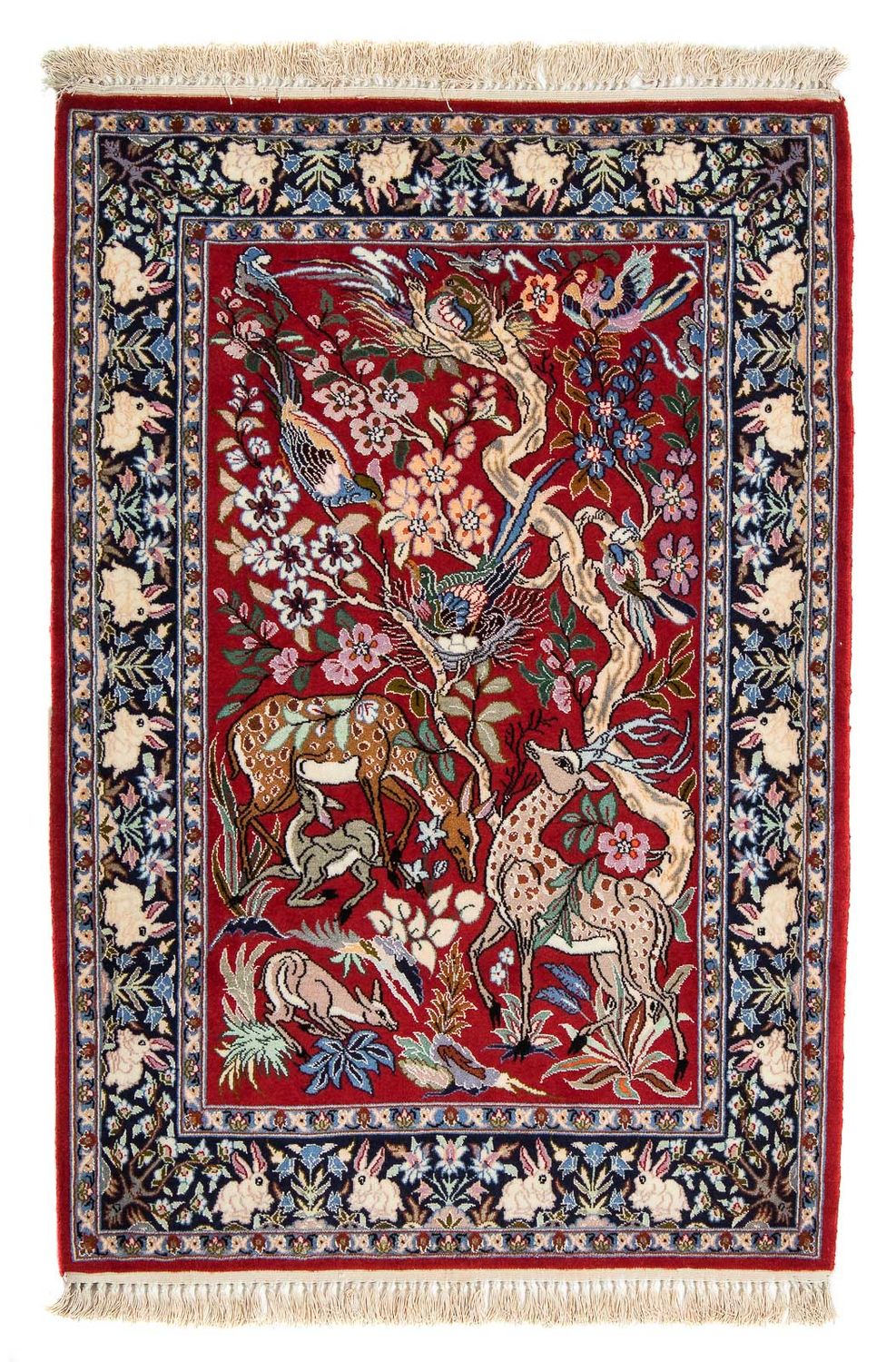 Persisk tæppe - Isfahan - Premium - 105 x 70 cm - rød