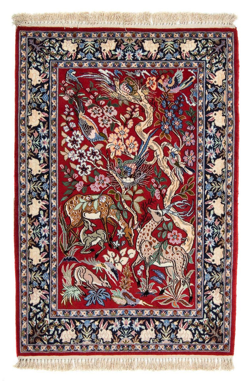 Persisk tæppe - Isfahan - Premium - 105 x 70 cm - rød