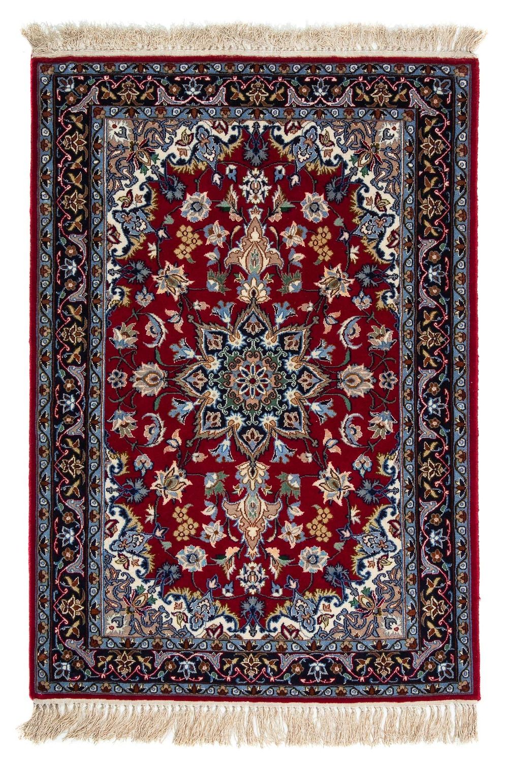 Persisk tæppe - Isfahan - Premium - 100 x 70 cm - mørkerød