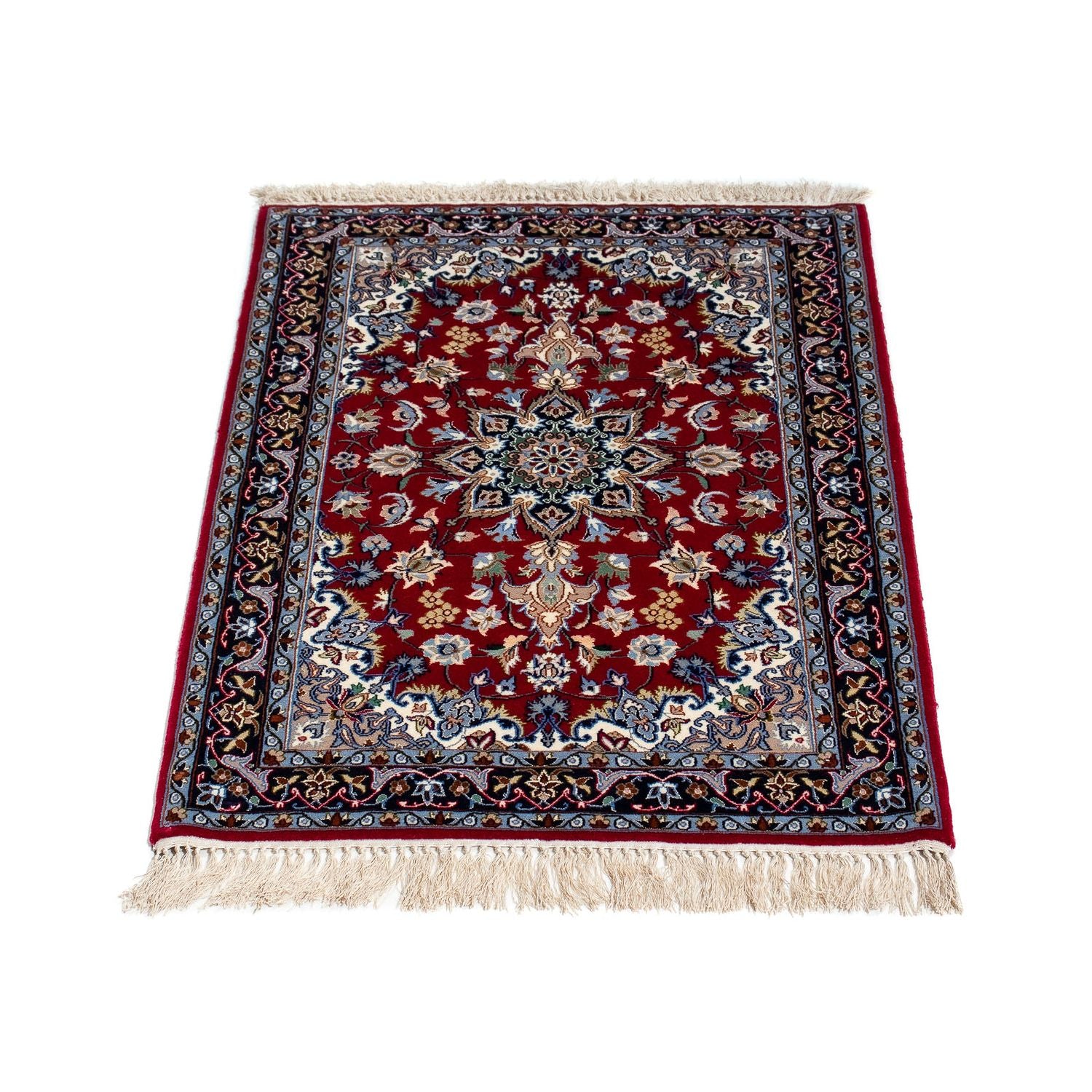 Persisk tæppe - Isfahan - Premium - 100 x 70 cm - mørkerød