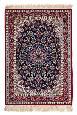Persisk tæppe - Isfahan - Premium - 104 x 73 cm - mørkerød
