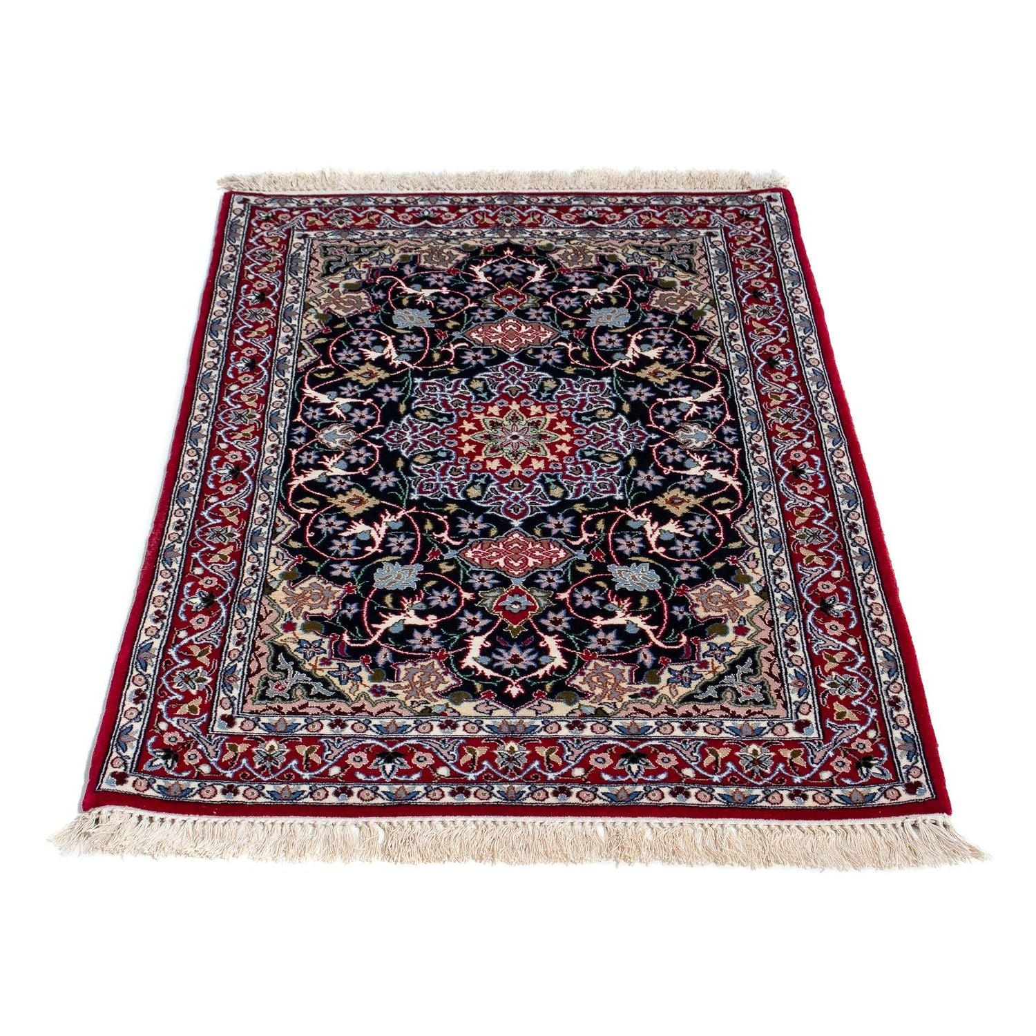 Persisk tæppe - Isfahan - Premium - 105 x 70 cm - mørkerød