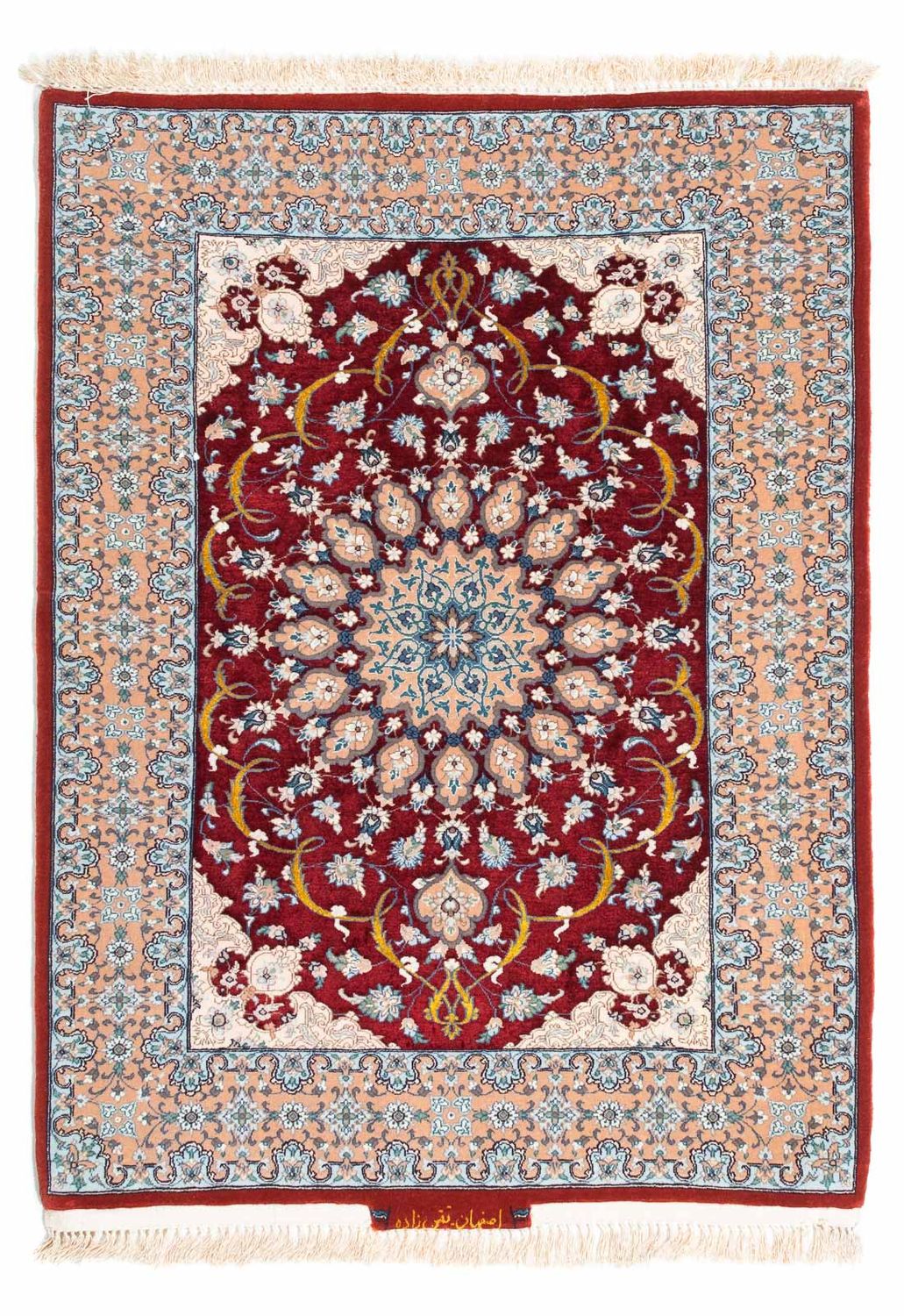 Persisk tæppe - Isfahan - Premium - 119 x 84 cm - mørkerød
