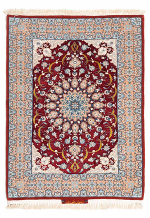 Persisk tæppe - Isfahan - Premium - 119 x 84 cm - mørkerød