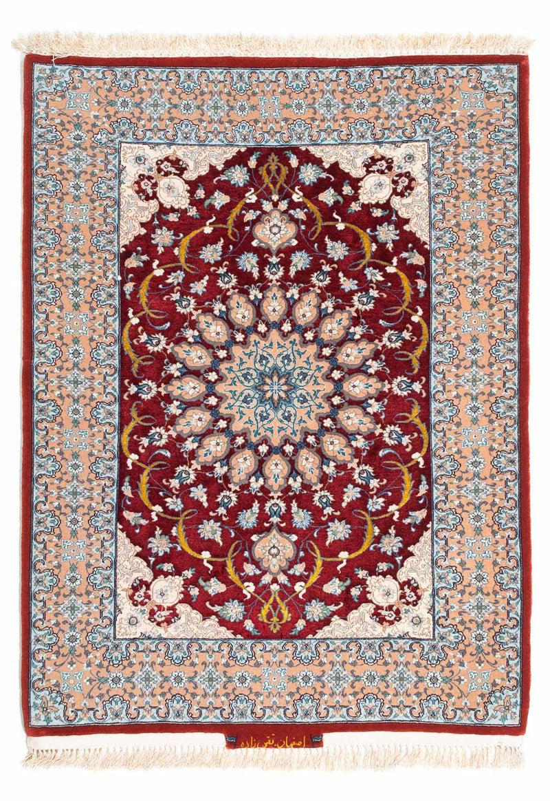 Persisk tæppe - Isfahan - Premium - 119 x 84 cm - mørkerød