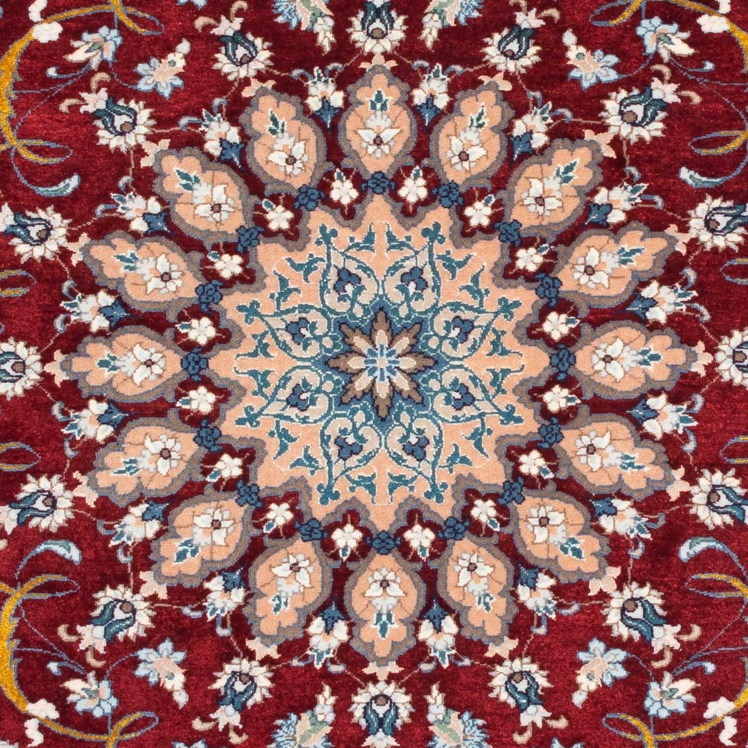 Persisk tæppe - Isfahan - Premium - 119 x 84 cm - mørkerød