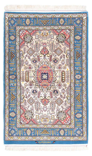 Persisk tæppe - Isfahan - Premium - 126 x 83 cm - lyseblå