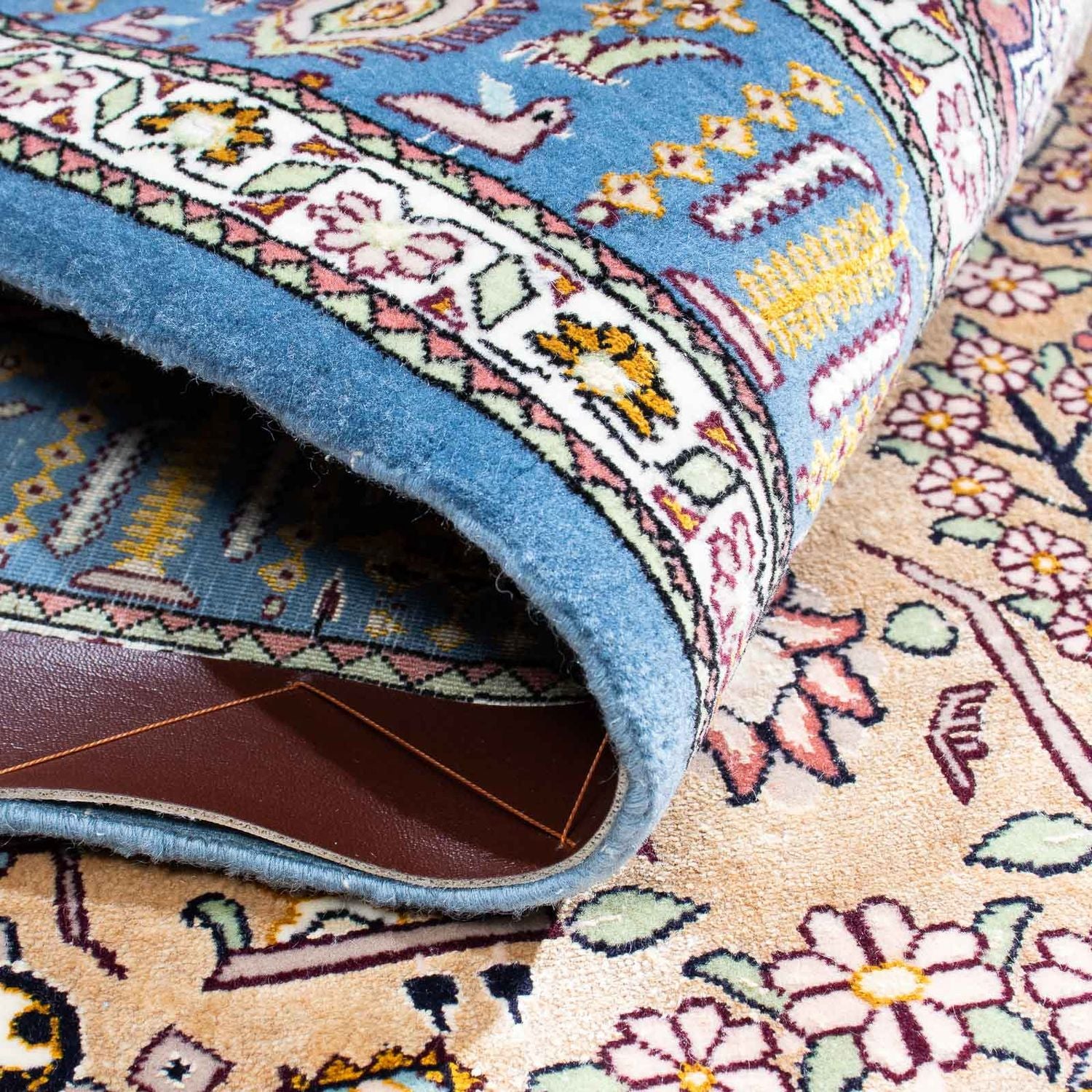Persisk tæppe - Isfahan - Premium - 126 x 83 cm - lyseblå