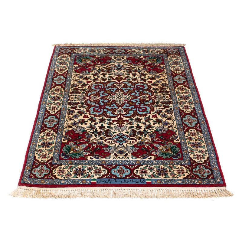 Persisk tæppe - Isfahan - Premium - 137 x 90 cm - mørkerød