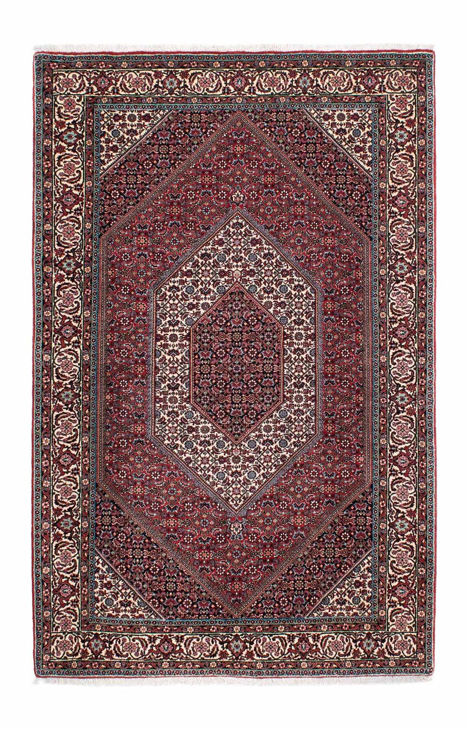 Persisk tæppe - Bijar - 212 x 135 cm - mørkerød