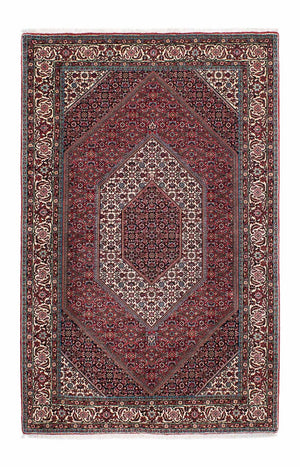 Persisk tæppe - Bijar - 212 x 135 cm - mørkerød