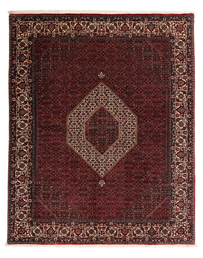 Persisk tæppe - Bijar - 257 x 204 cm - mørkerød