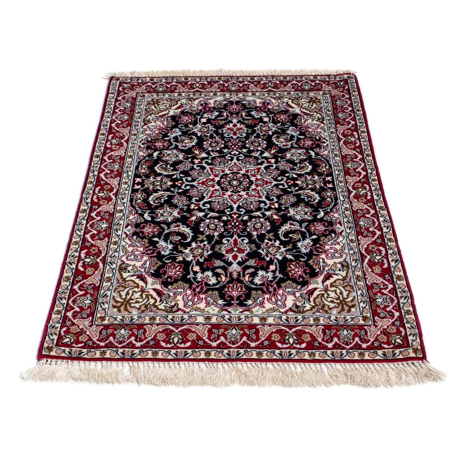 Persisk tæppe - Isfahan - Premium - 107 x 69 cm - mørkerød