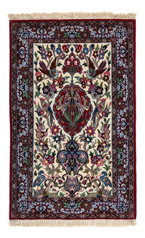 Persisk tæppe - Isfahan - Premium - 105 x 67 cm - mørkerød
