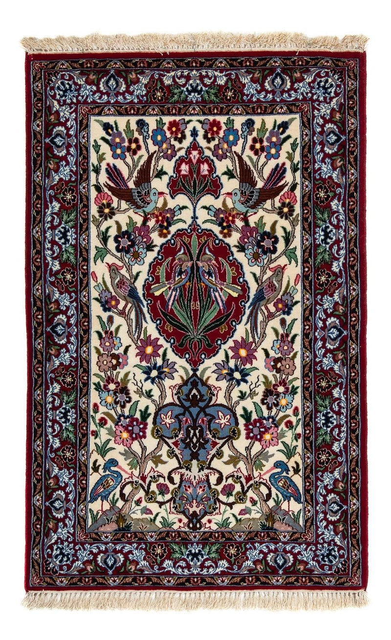 Persisk tæppe - Isfahan - Premium - 105 x 67 cm - mørkerød