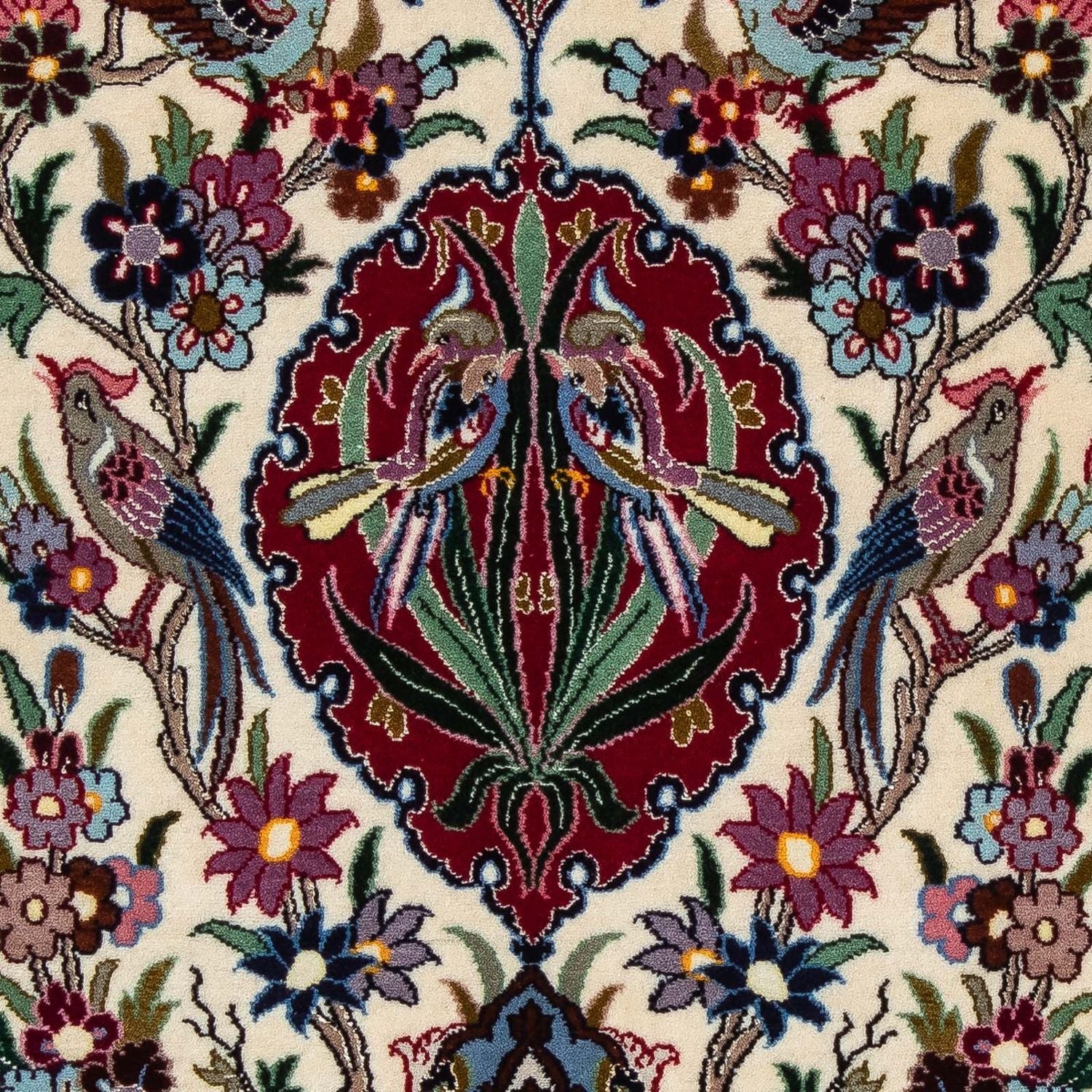 Persisk tæppe - Isfahan - Premium - 105 x 67 cm - mørkerød