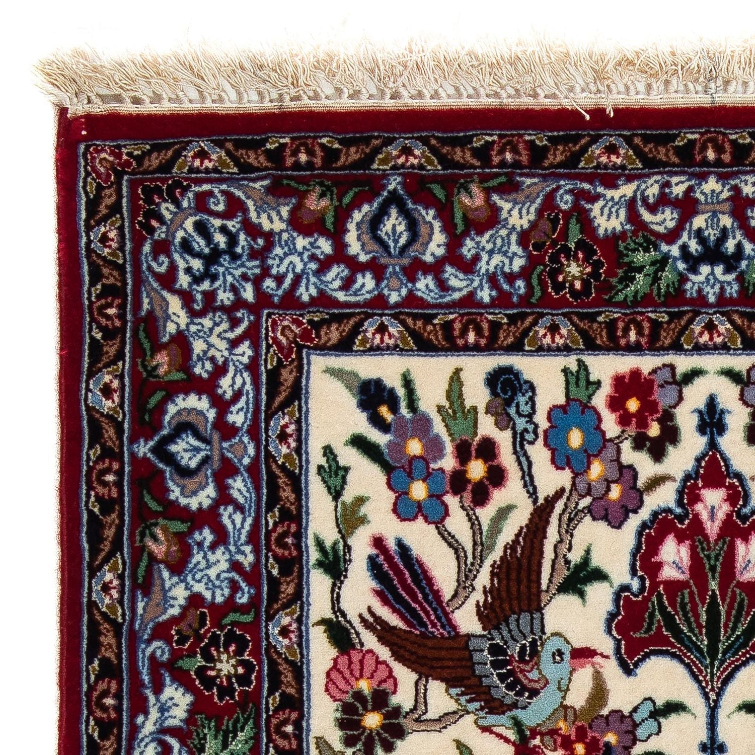 Persisk tæppe - Isfahan - Premium - 105 x 67 cm - mørkerød
