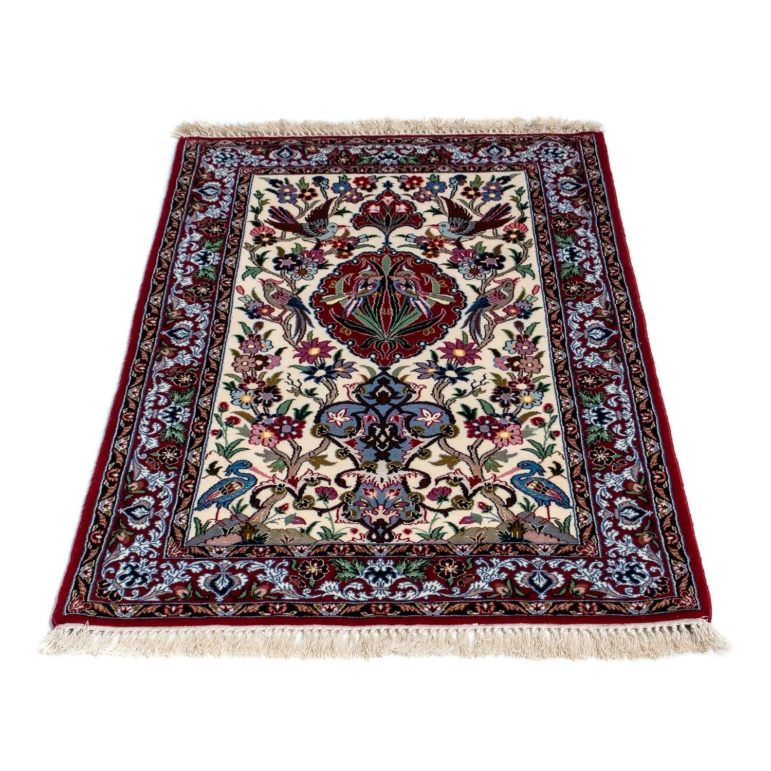 Persisk tæppe - Isfahan - Premium - 105 x 67 cm - mørkerød