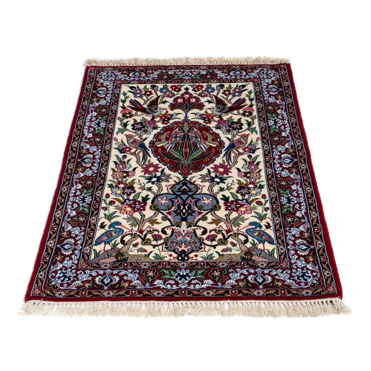 Persisk tæppe - Isfahan - Premium - 105 x 67 cm - mørkerød