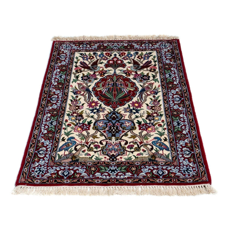 Persisk tæppe - Isfahan - Premium - 105 x 67 cm - mørkerød
