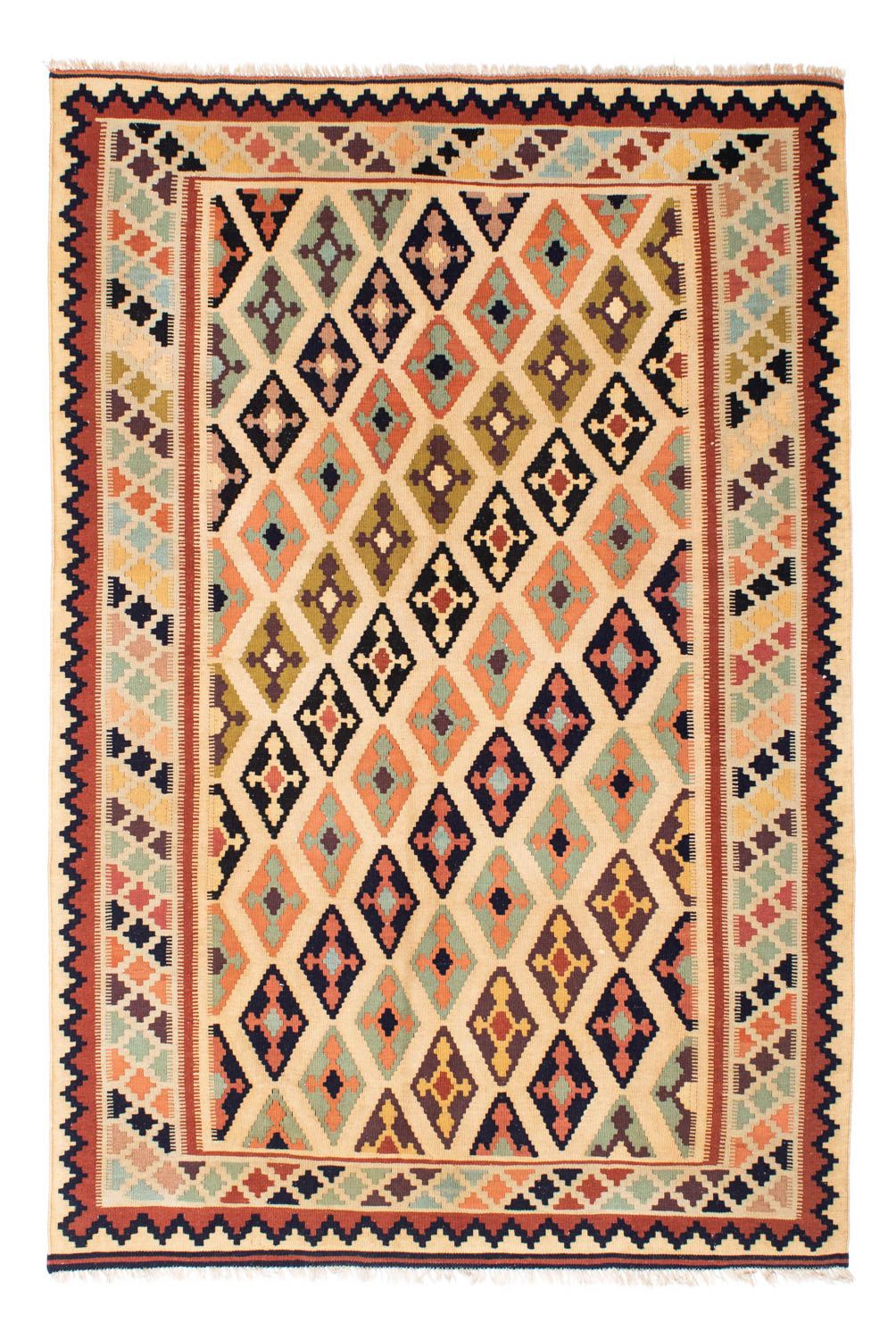 Kelim-tæppe - orientalsk - 207 x 148 cm - lys brun