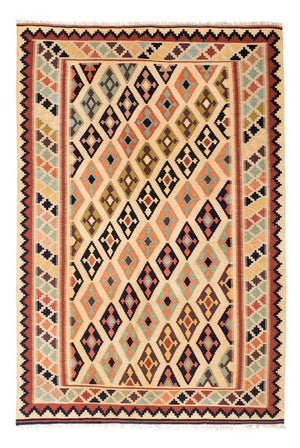 Kelim-tæppe - orientalsk - 207 x 148 cm - lys brun