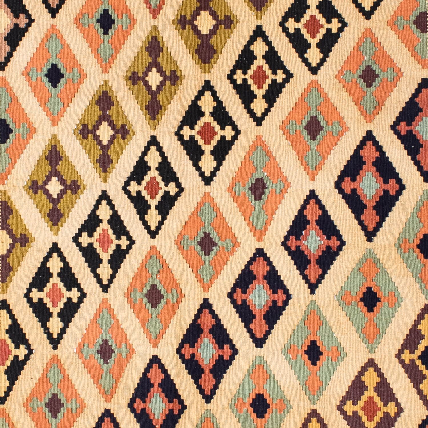 Kelim-tæppe - orientalsk - 207 x 148 cm - lys brun