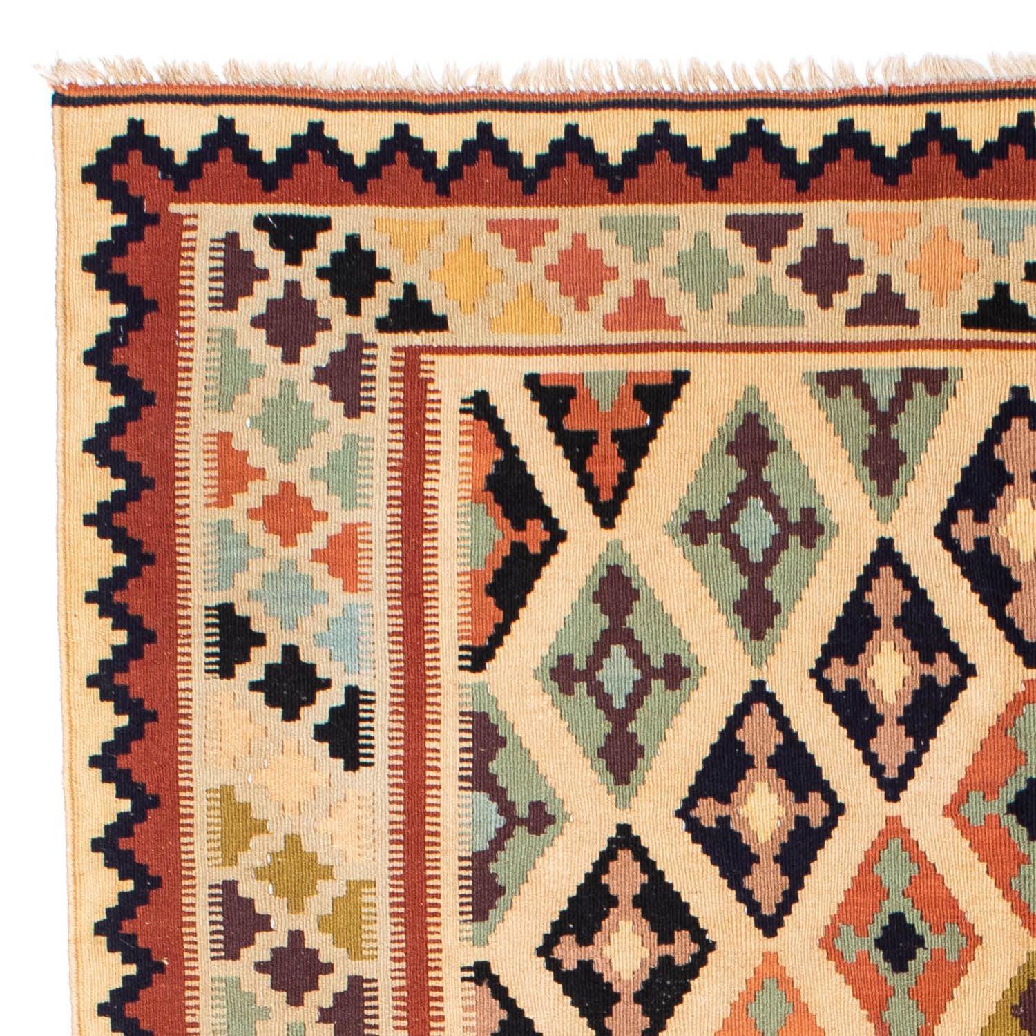 Kelim-tæppe - orientalsk - 207 x 148 cm - lys brun