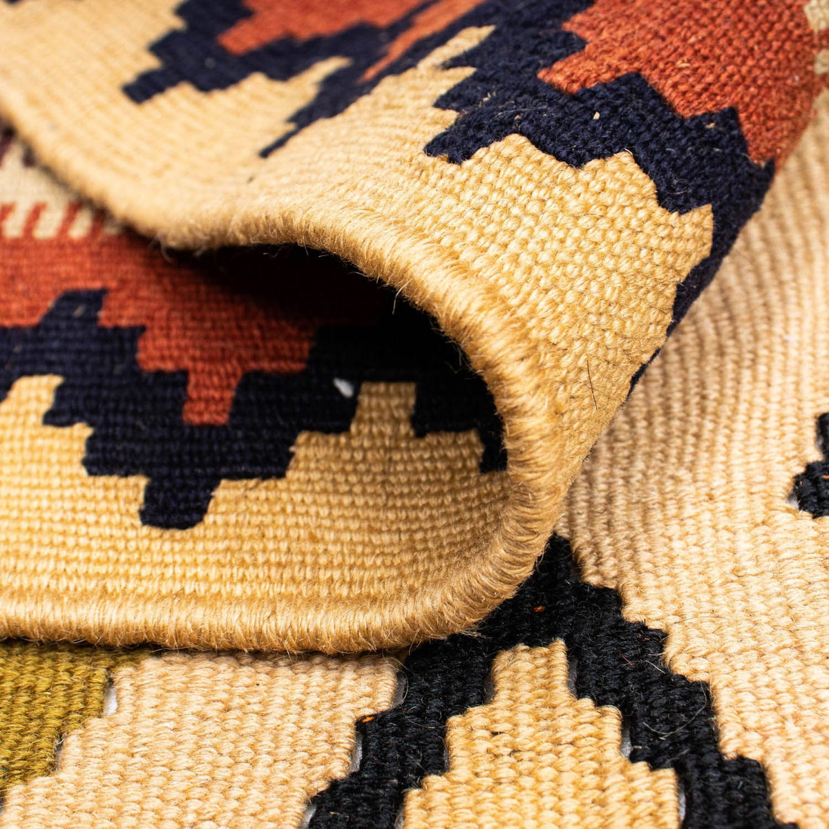 Kelim-tæppe - orientalsk - 207 x 148 cm - lys brun