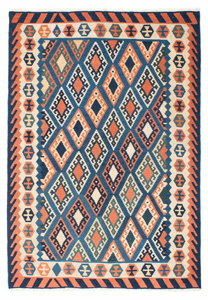 Kelim-tæppe - orientalsk - 222 x 158 cm - blå