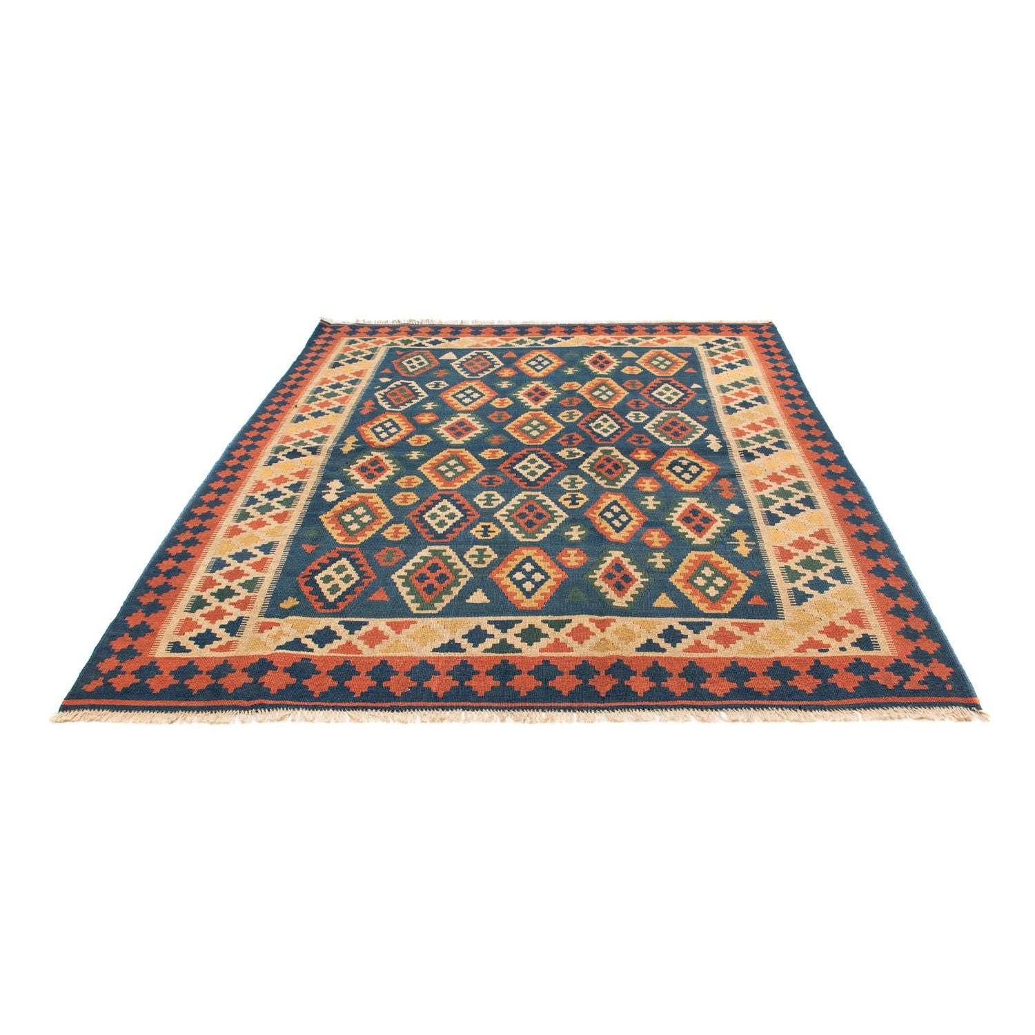 Kelim-tæppe - orientalsk - 232 x 194 cm - blå