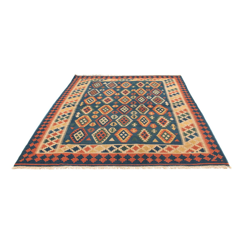 Kelim-tæppe - orientalsk - 232 x 194 cm - blå
