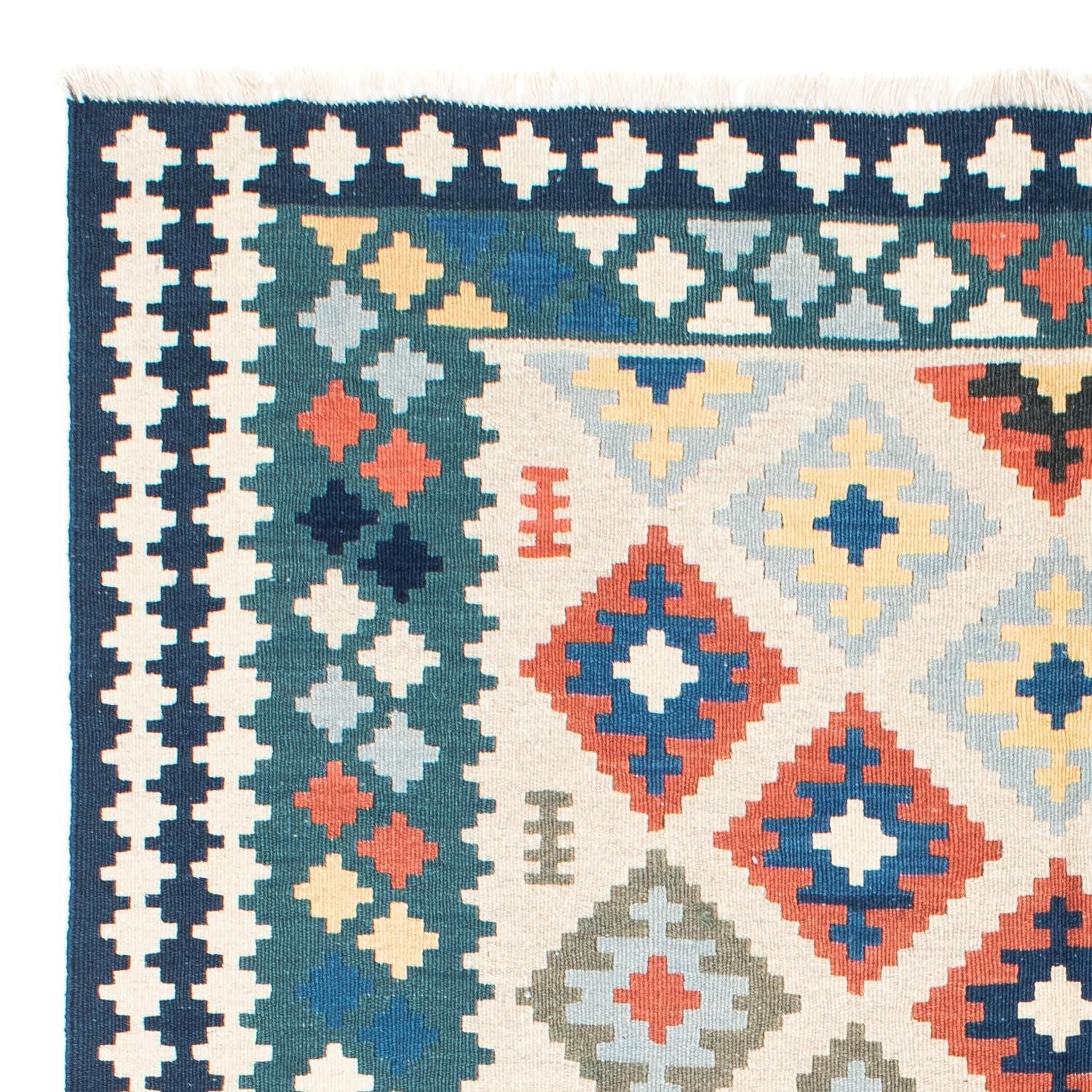 Kelim-tæppe - orientalsk - 196 x 155 cm - beige