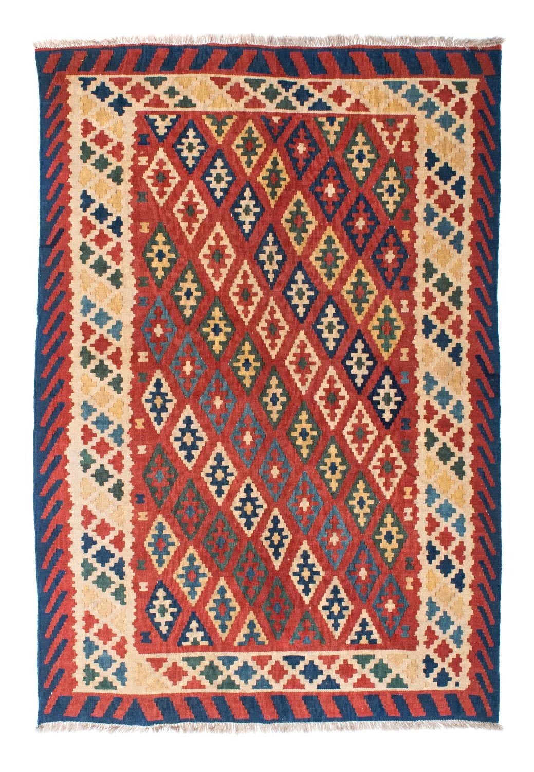 Kelim-tæppe - orientalsk - 206 x 156 cm - mørkerød