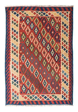 Kelim-tæppe - orientalsk - 206 x 156 cm - mørkerød