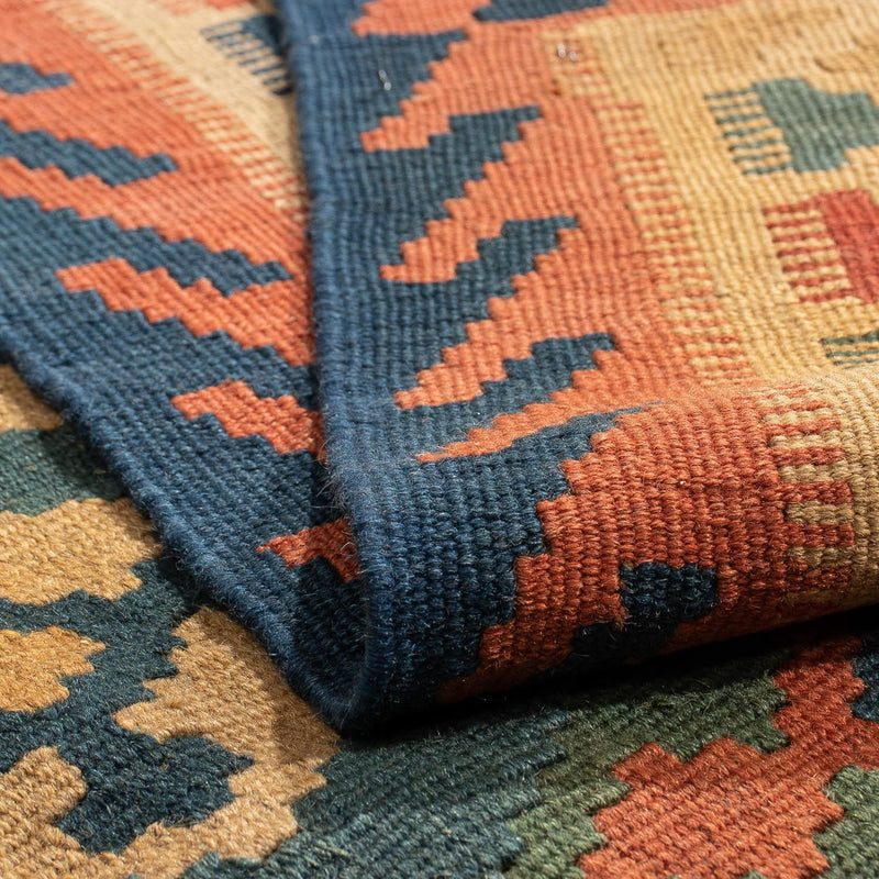Kelim-tæppe - orientalsk - 203 x 155 cm - mørkeblå