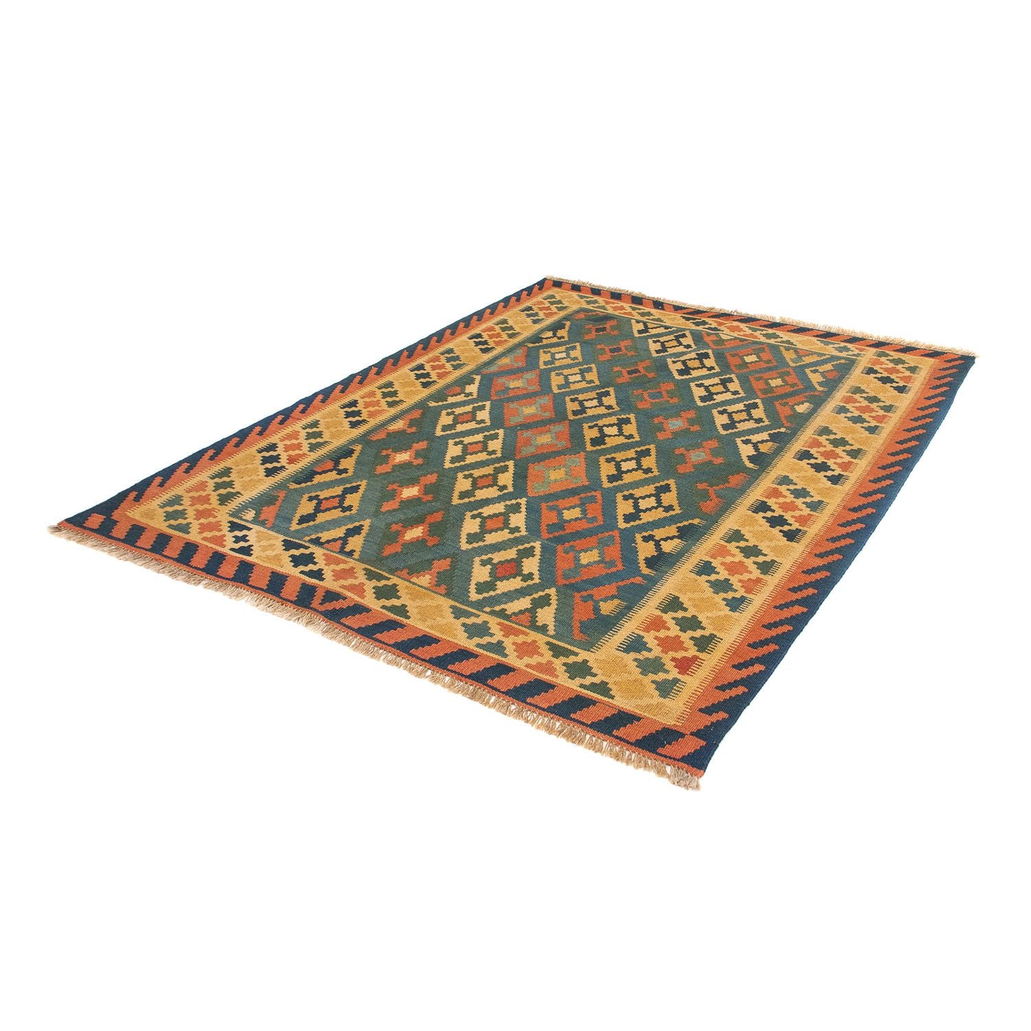 Kelim-tæppe - orientalsk - 203 x 155 cm - mørkeblå