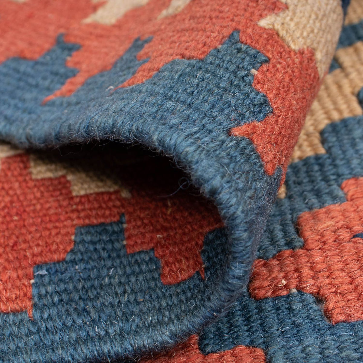 Kelim-tæppe - orientalsk - 175 x 116 cm - blå