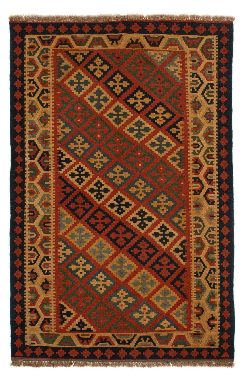 Kelim-tæppe - orientalsk - 213 x 148 cm - mørkerød